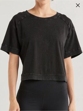 NWT Z by Zella black vintage wash boxy fit cropped short sleeve tee size medium